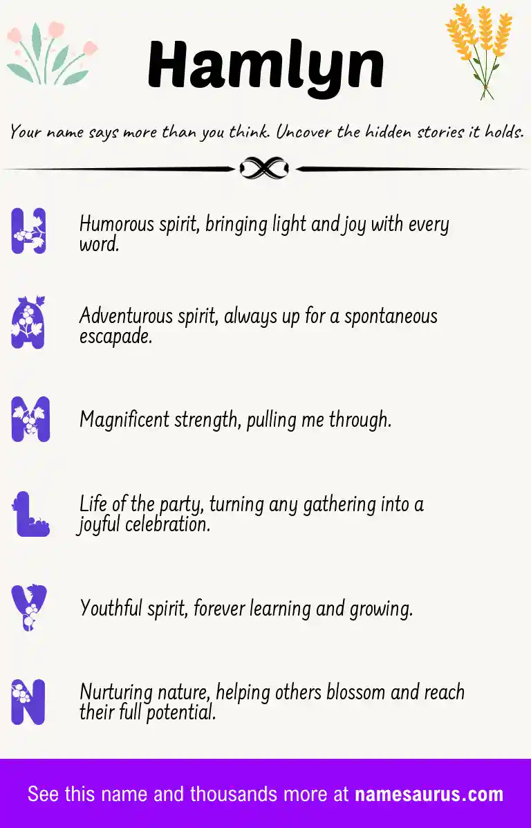Acrostic poem about Hamlyn.