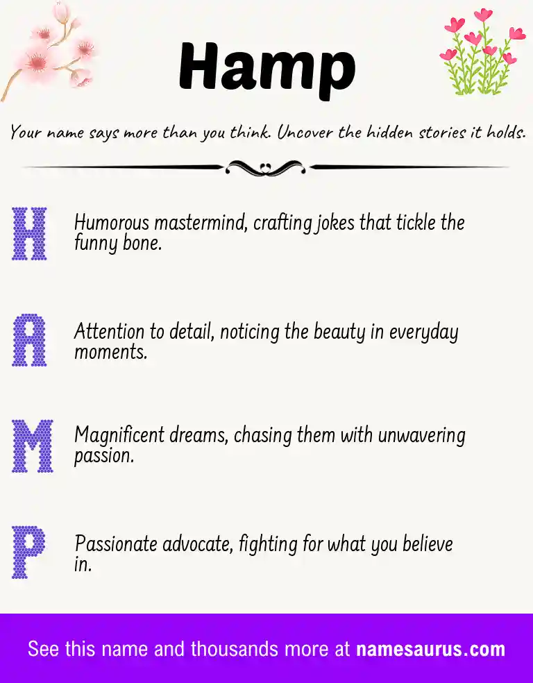 Acrostic poem about Hamp.