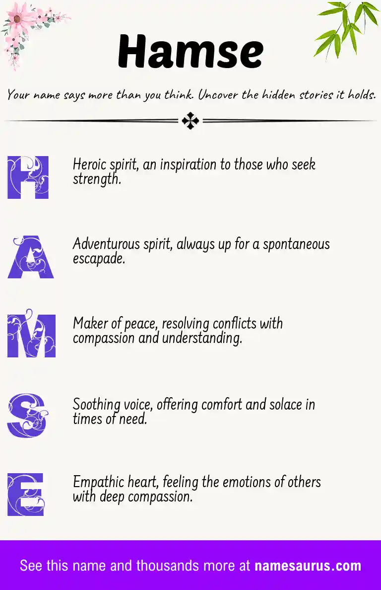 Acrostic poem about Hamse.