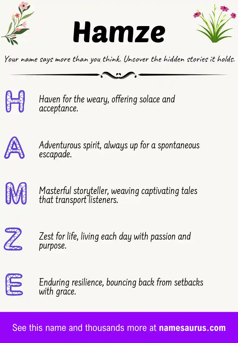 Acrostic poem about Hamze.