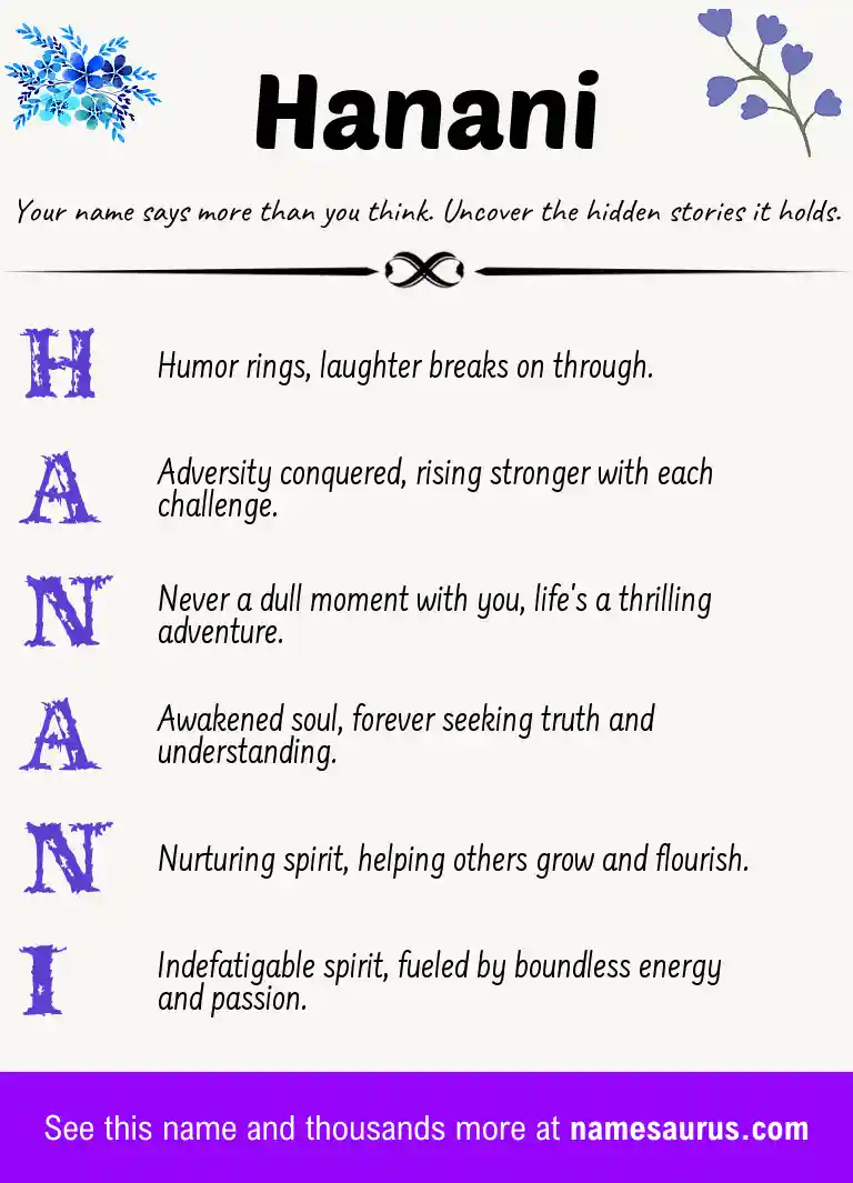 Acrostic poem about Hanani.