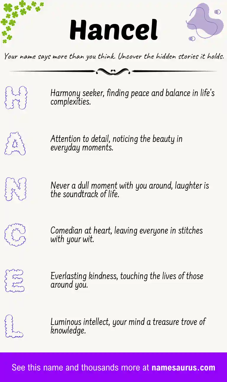 Acrostic poem about Hancel.