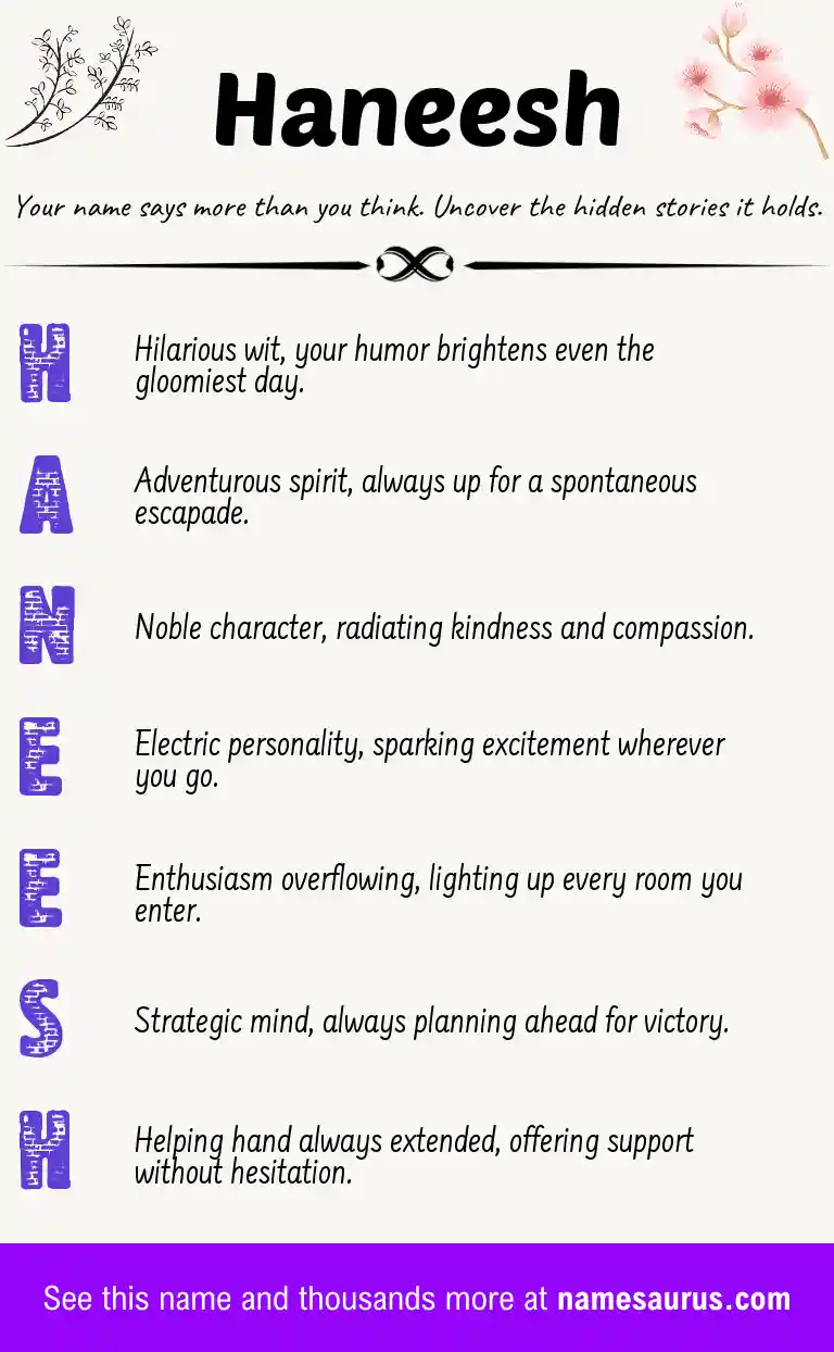 Acrostic poem about Haneesh.