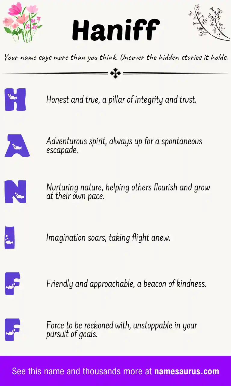 Acrostic poem about Haniff.