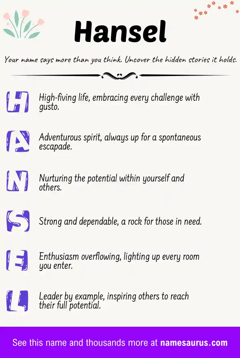 Acrostic poem about Hansel.