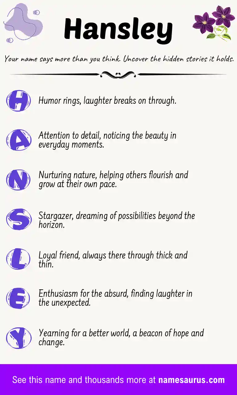 Acrostic poem about Hansley.