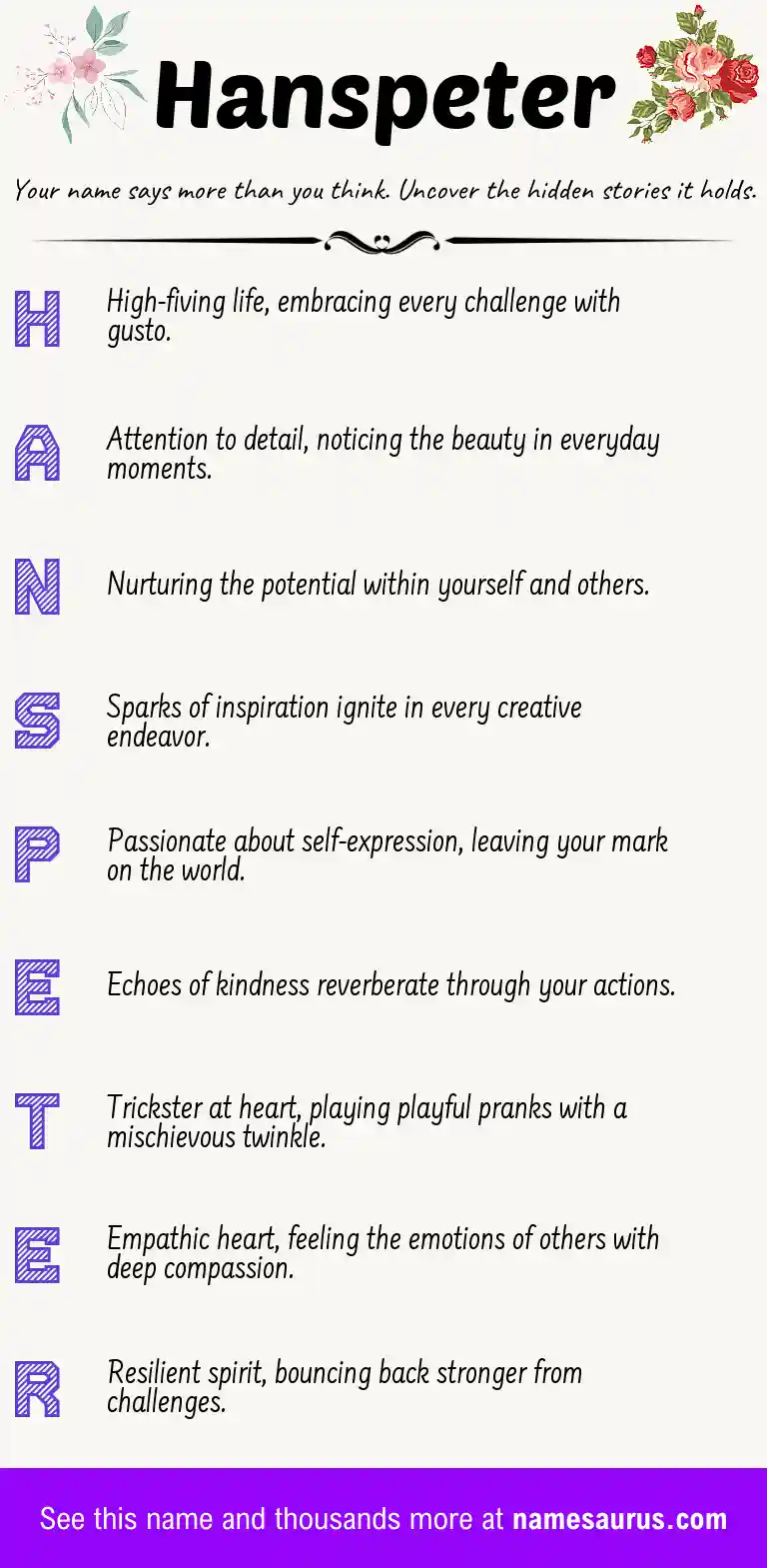 Acrostic poem about Hanspeter.