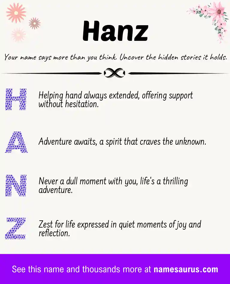 Acrostic poem about Hanz.