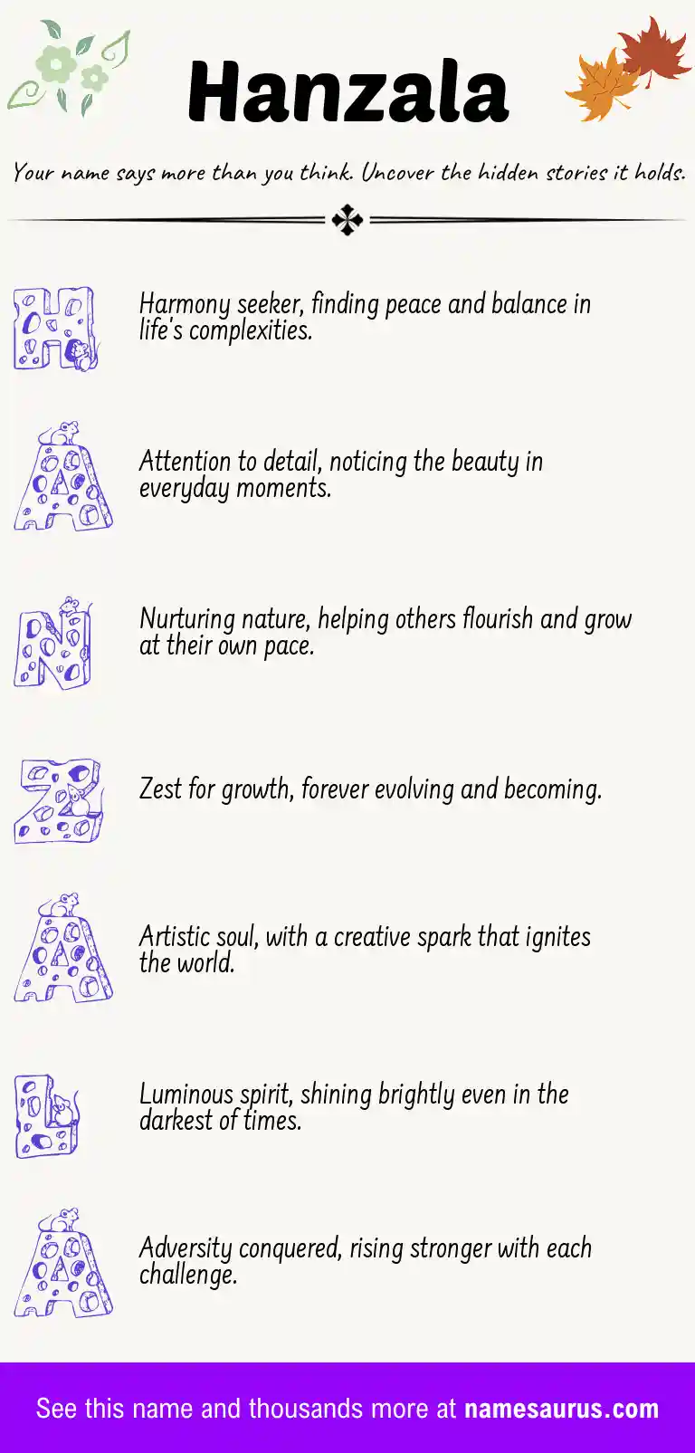 Acrostic poem about Hanzala.
