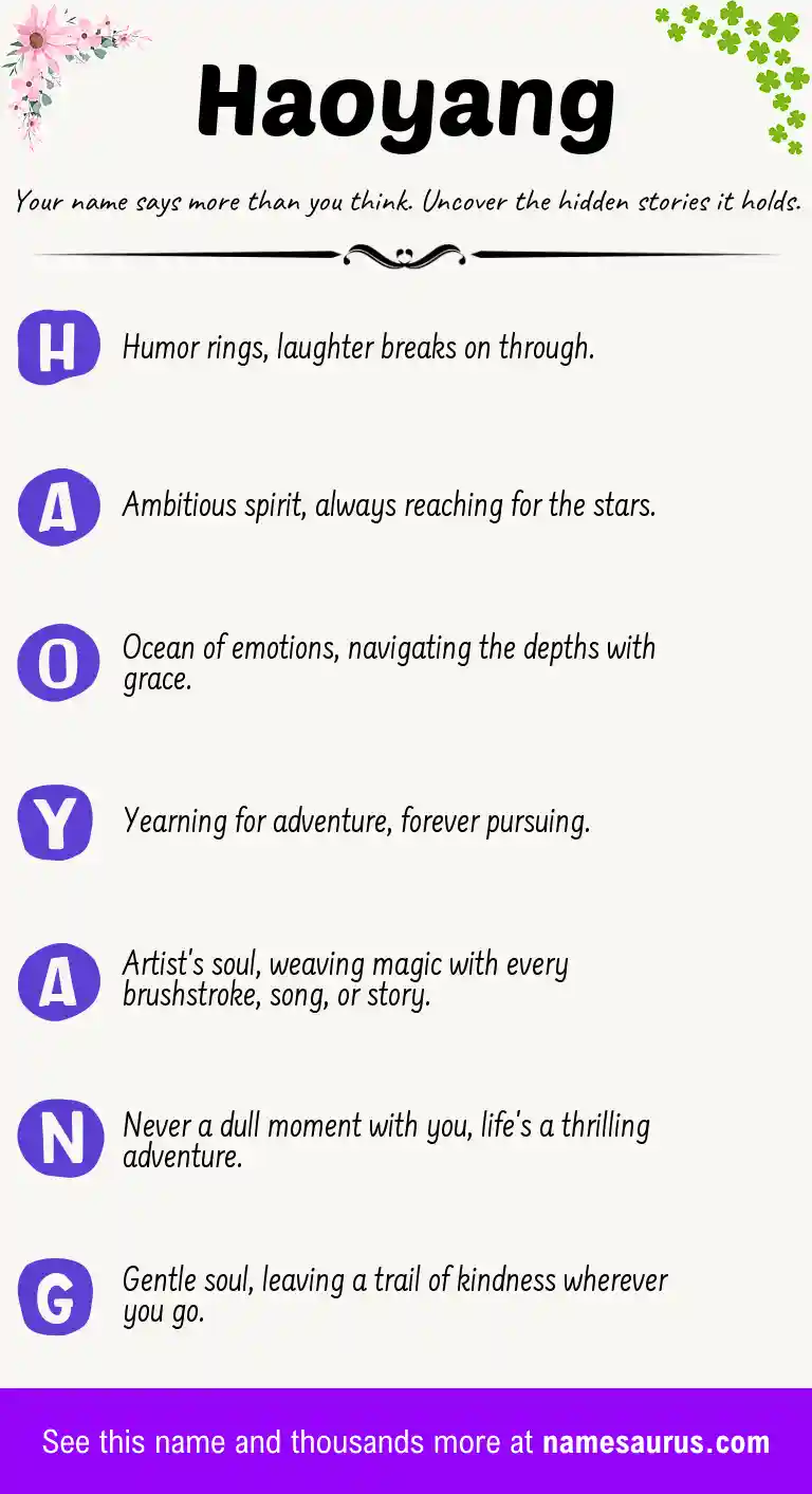 Acrostic poem about Haoyang.