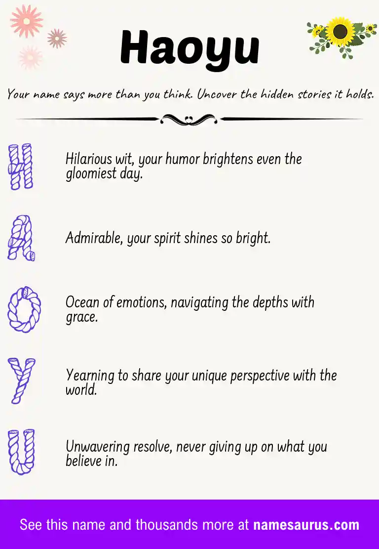 Acrostic poem about Haoyu.