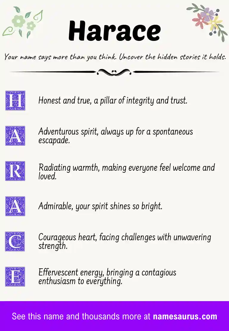 Acrostic poem about Harace.