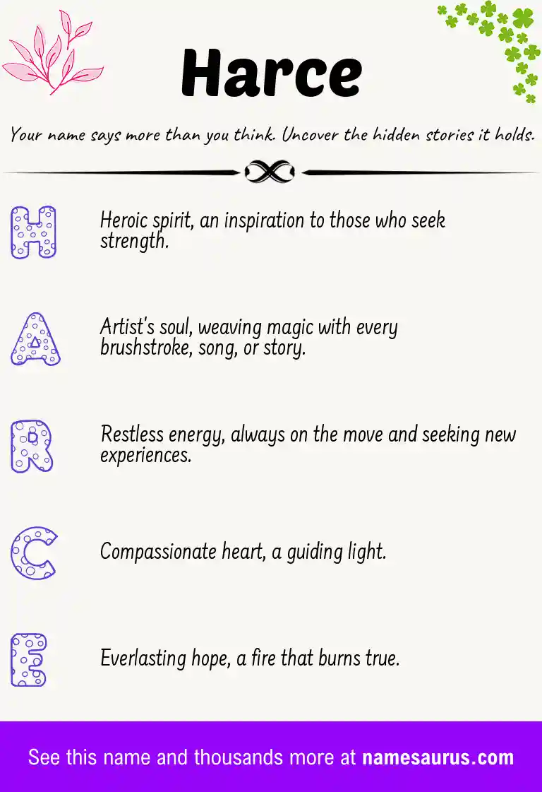 Acrostic poem about Harce.