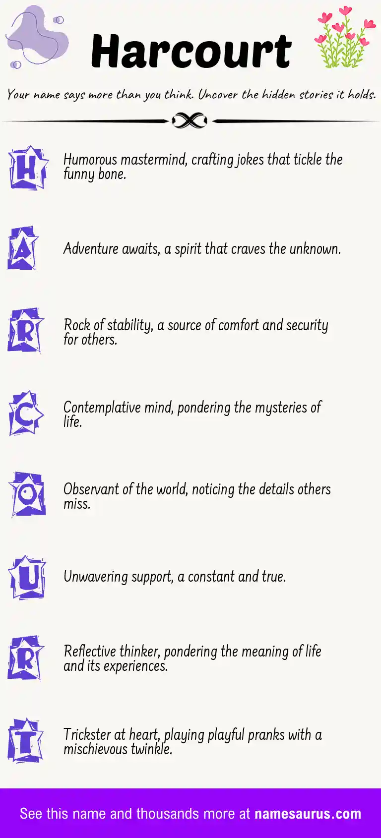 Acrostic poem about Harcourt.