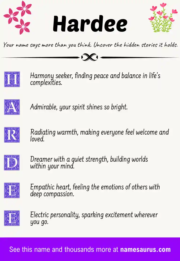Acrostic poem about Hardee.
