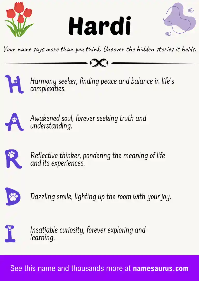 Acrostic poem about Hardi.