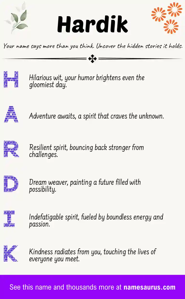 Acrostic poem about Hardik.