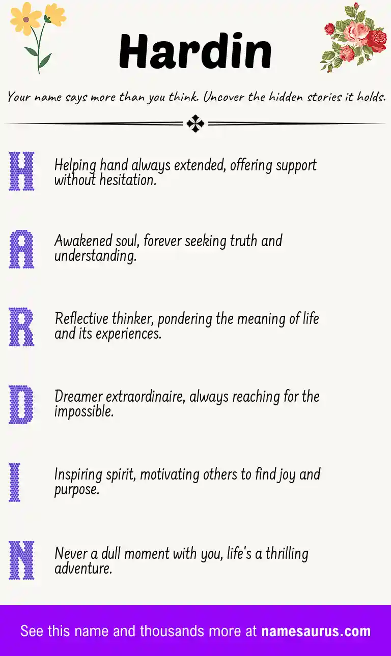 Acrostic poem about Hardin.