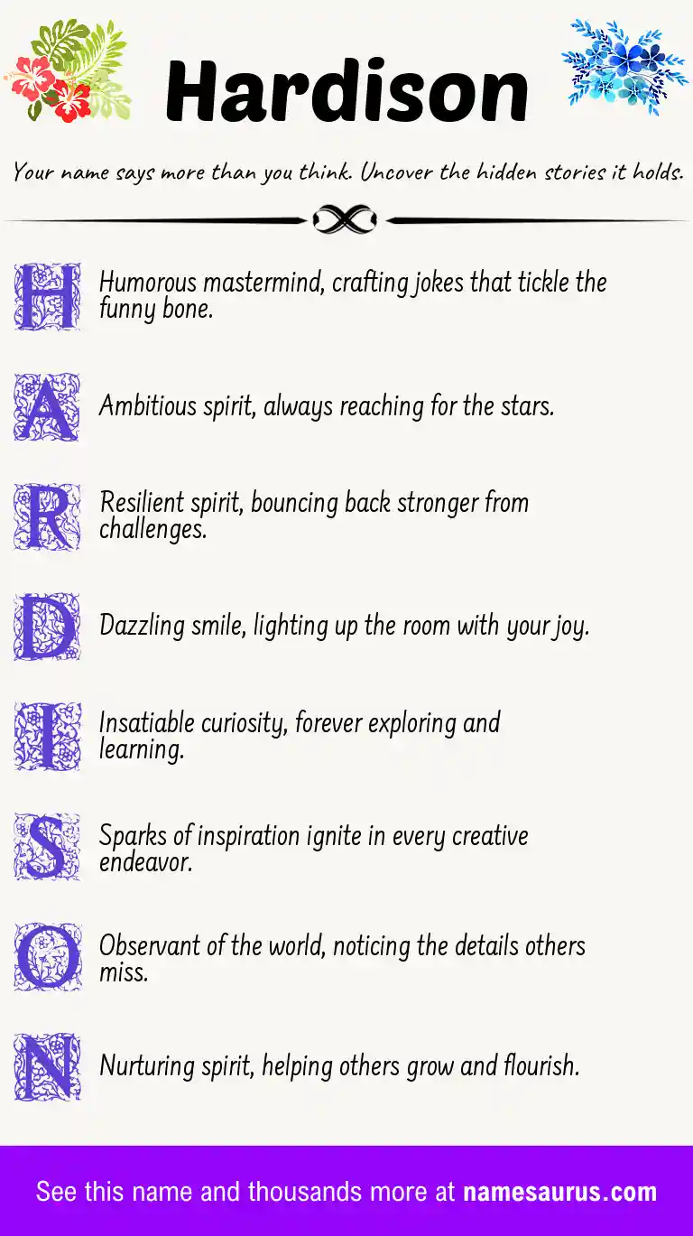 Acrostic poem about Hardison.