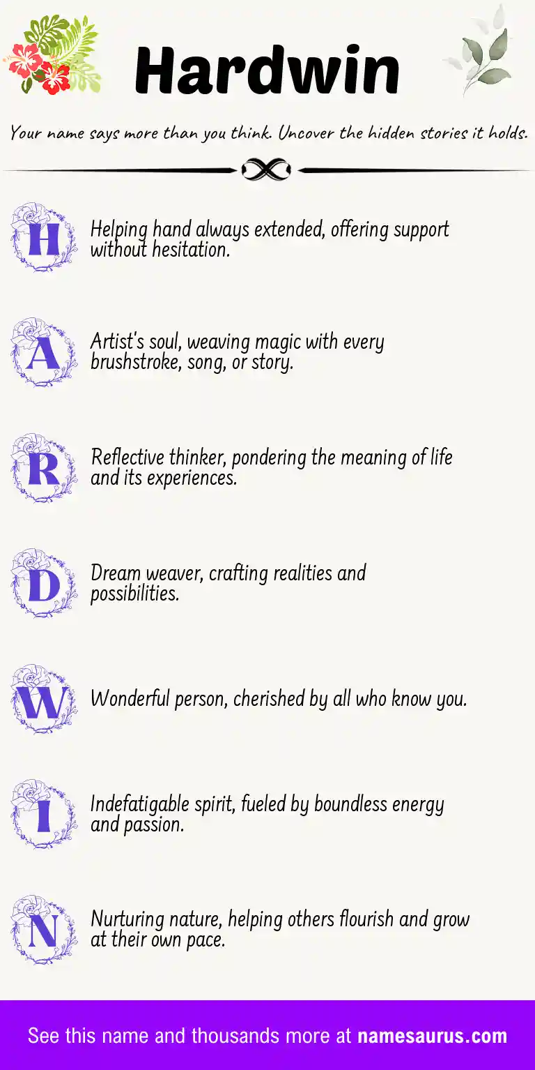 Acrostic poem about Hardwin.