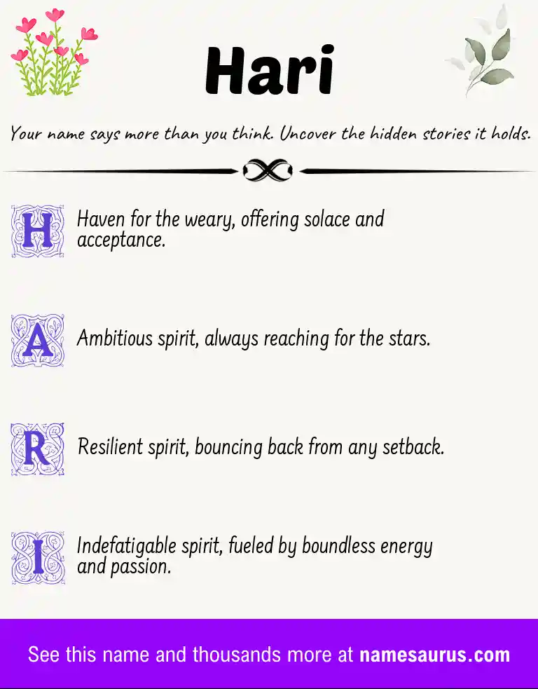 Acrostic poem about Hari.