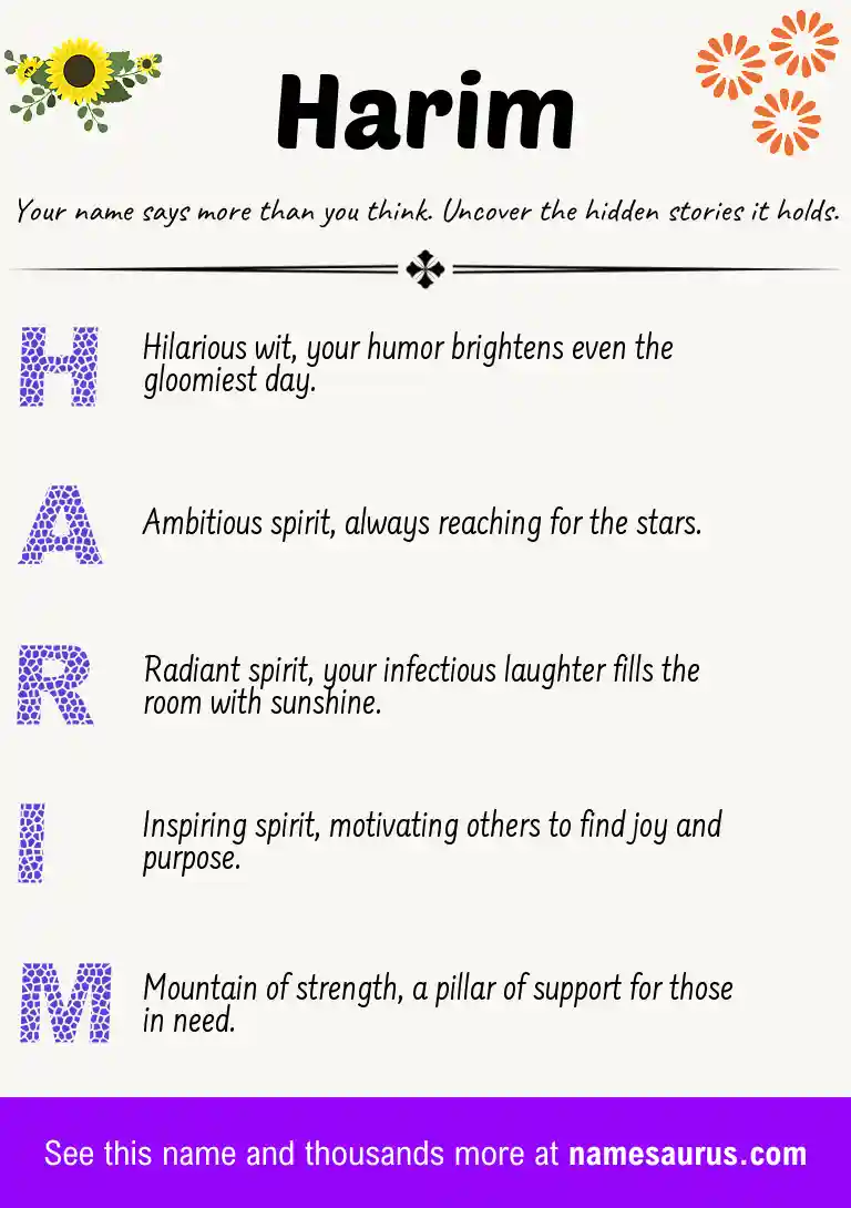 Acrostic poem about Harim.