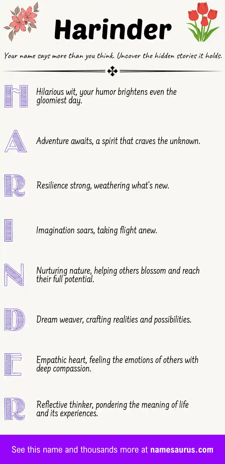 Acrostic poem about Harinder.