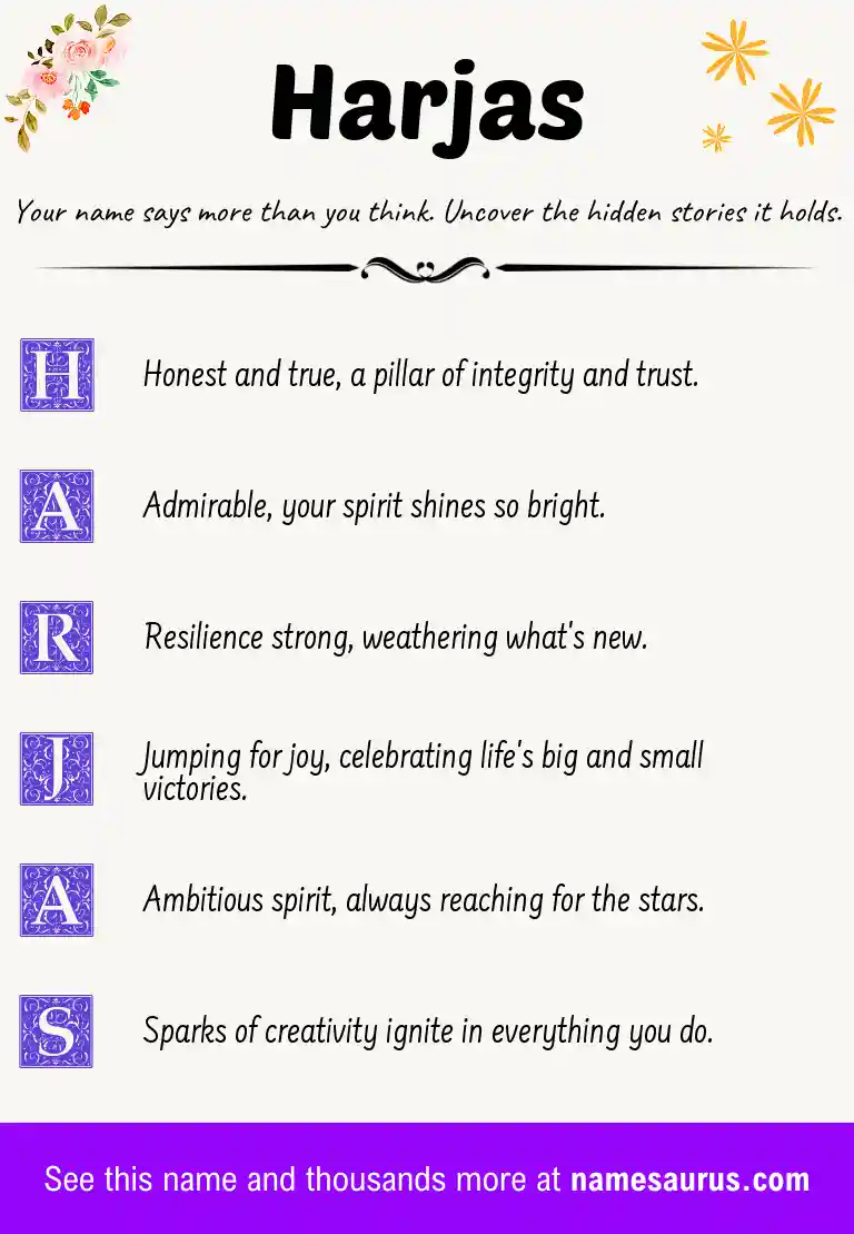 Acrostic poem about Harjas.
