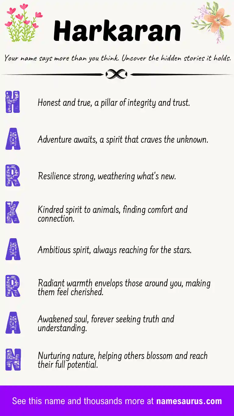 Acrostic poem about Harkaran.
