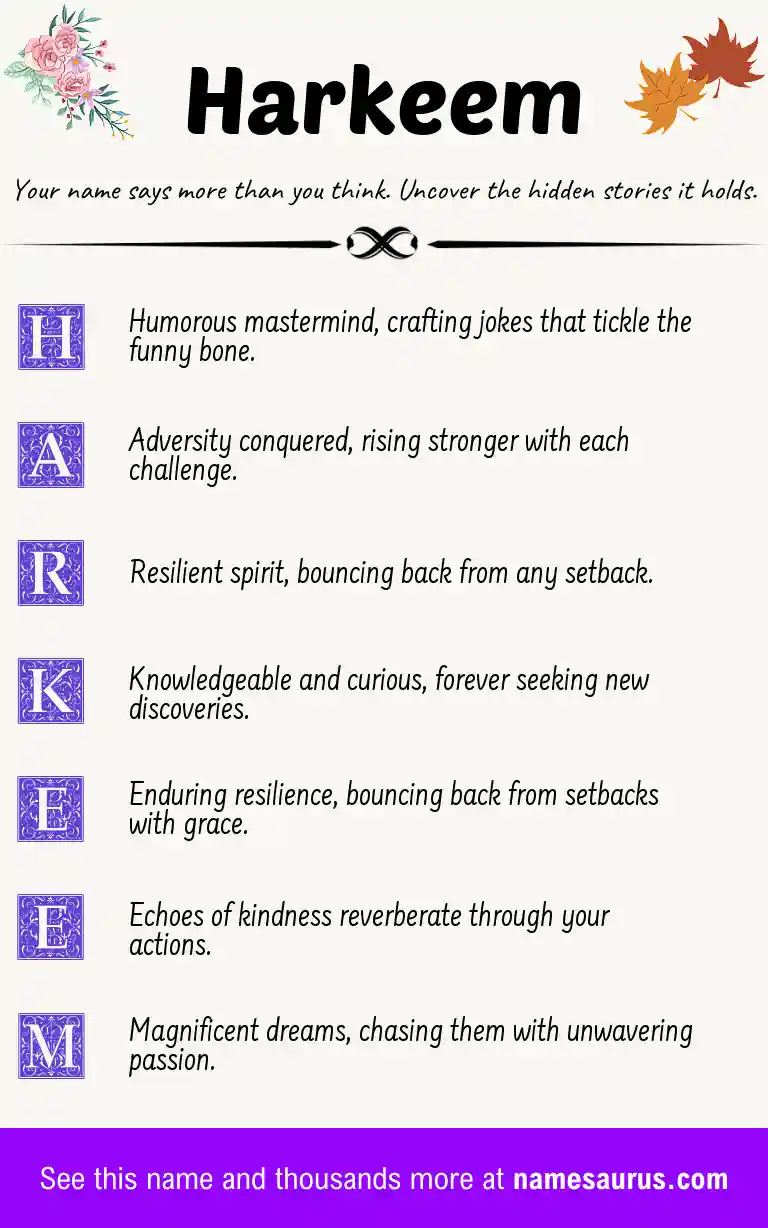 Acrostic poem about Harkeem.