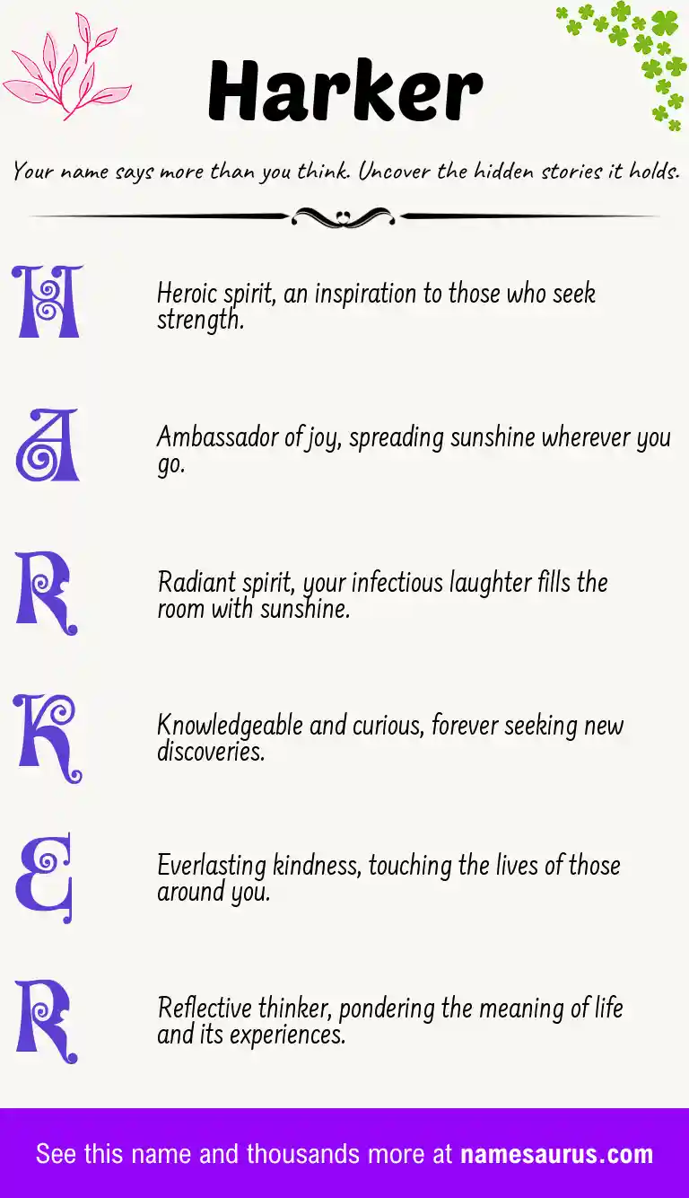 Acrostic poem about Harker.