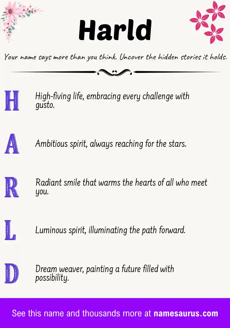 Acrostic poem about Harld.