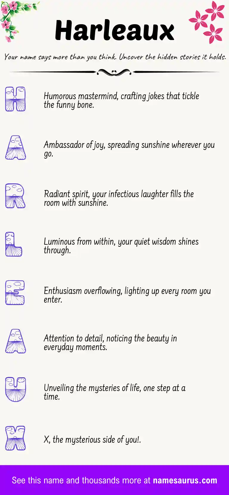 Acrostic poem about Harleaux.