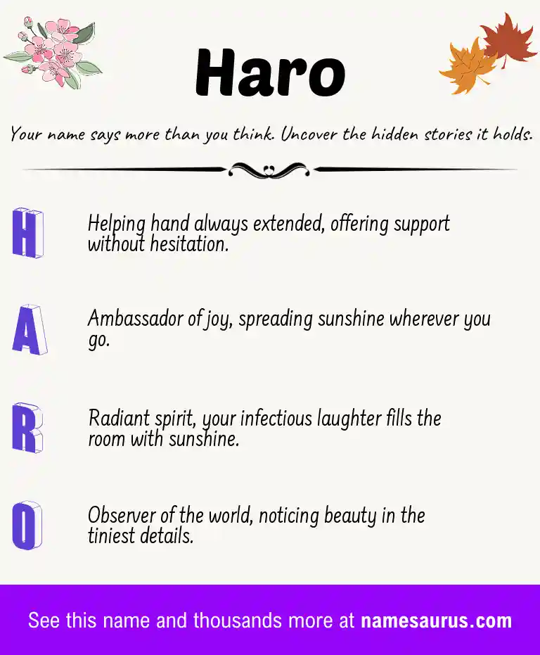 Acrostic poem about Haro.