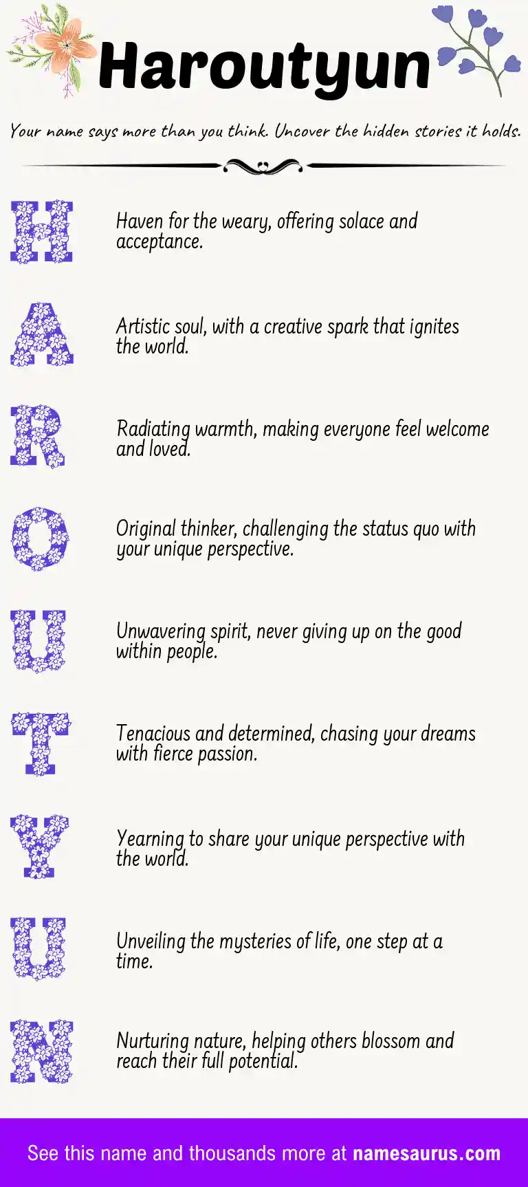 Acrostic poem about Haroutyun.