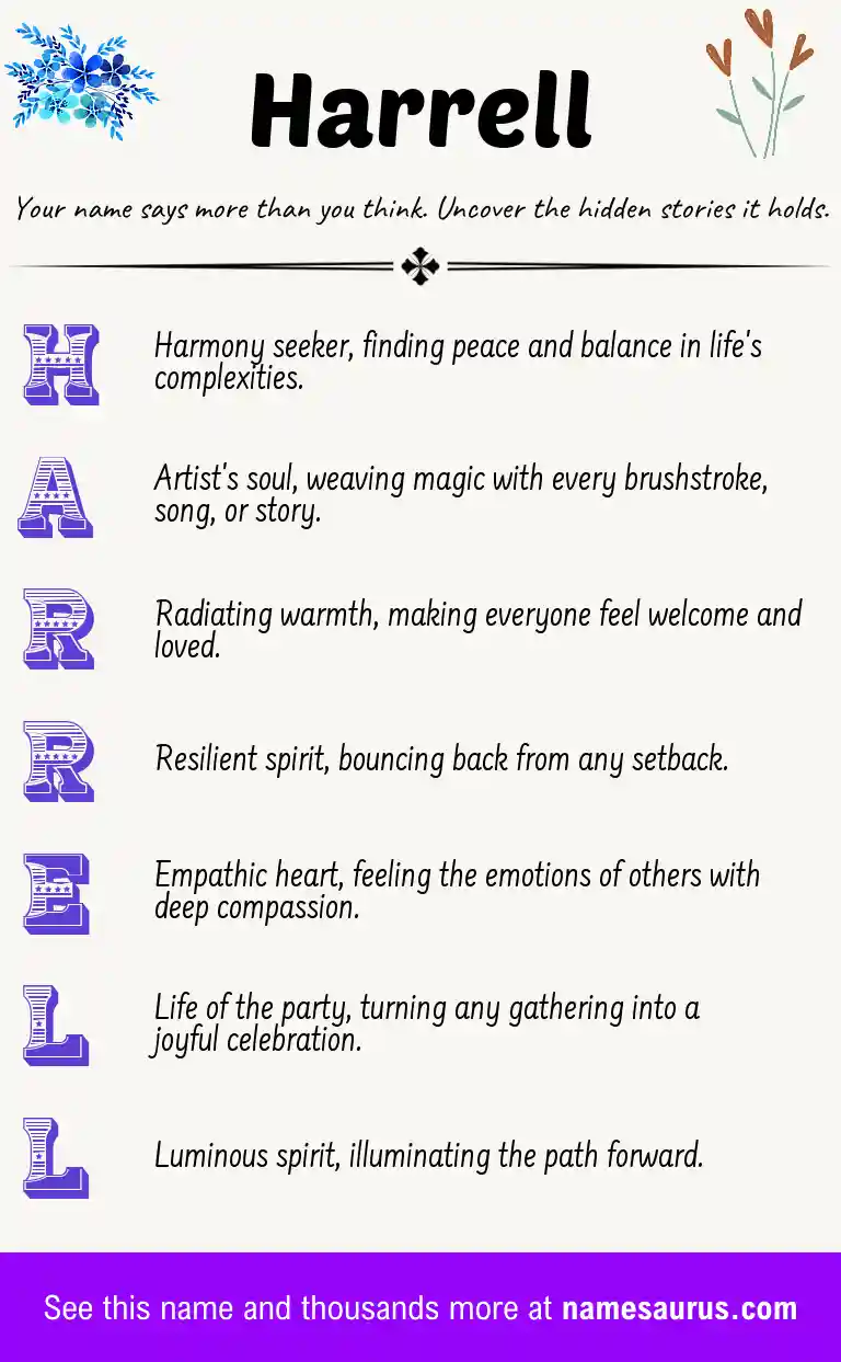 Acrostic poem about Harrell.