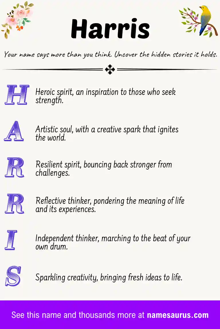Acrostic poem about Harris.