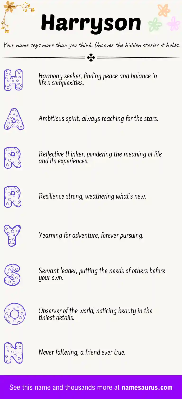 Acrostic poem about Harryson.