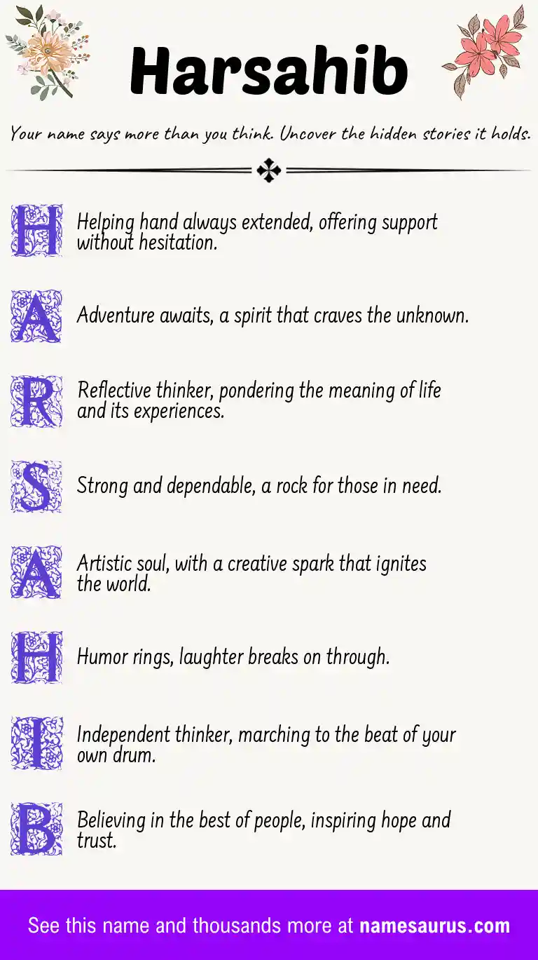 Acrostic poem about Harsahib.