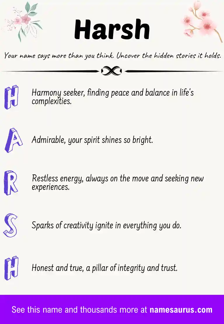 Acrostic poem about Harsh.