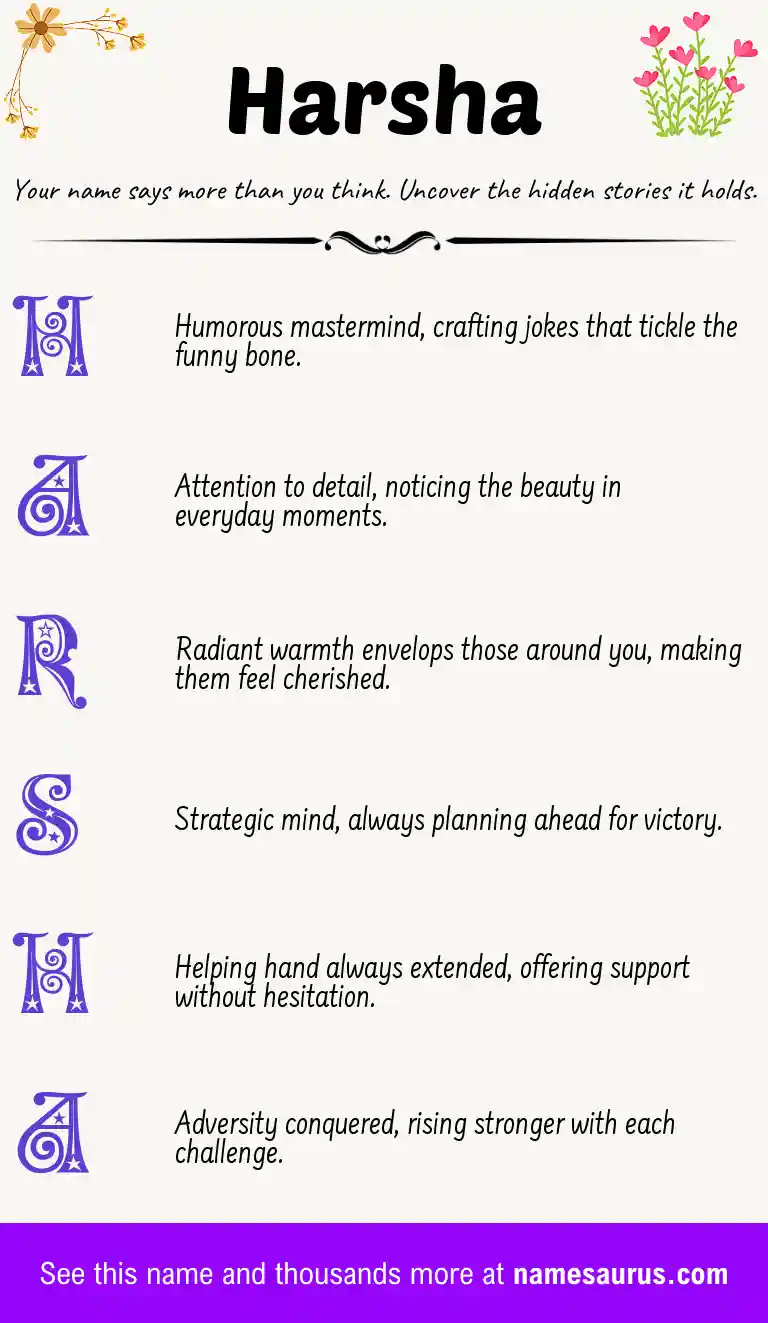 Acrostic poem about Harsha.