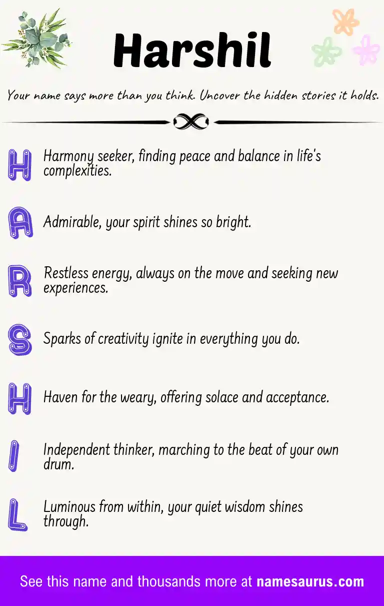 Acrostic poem about Harshil.