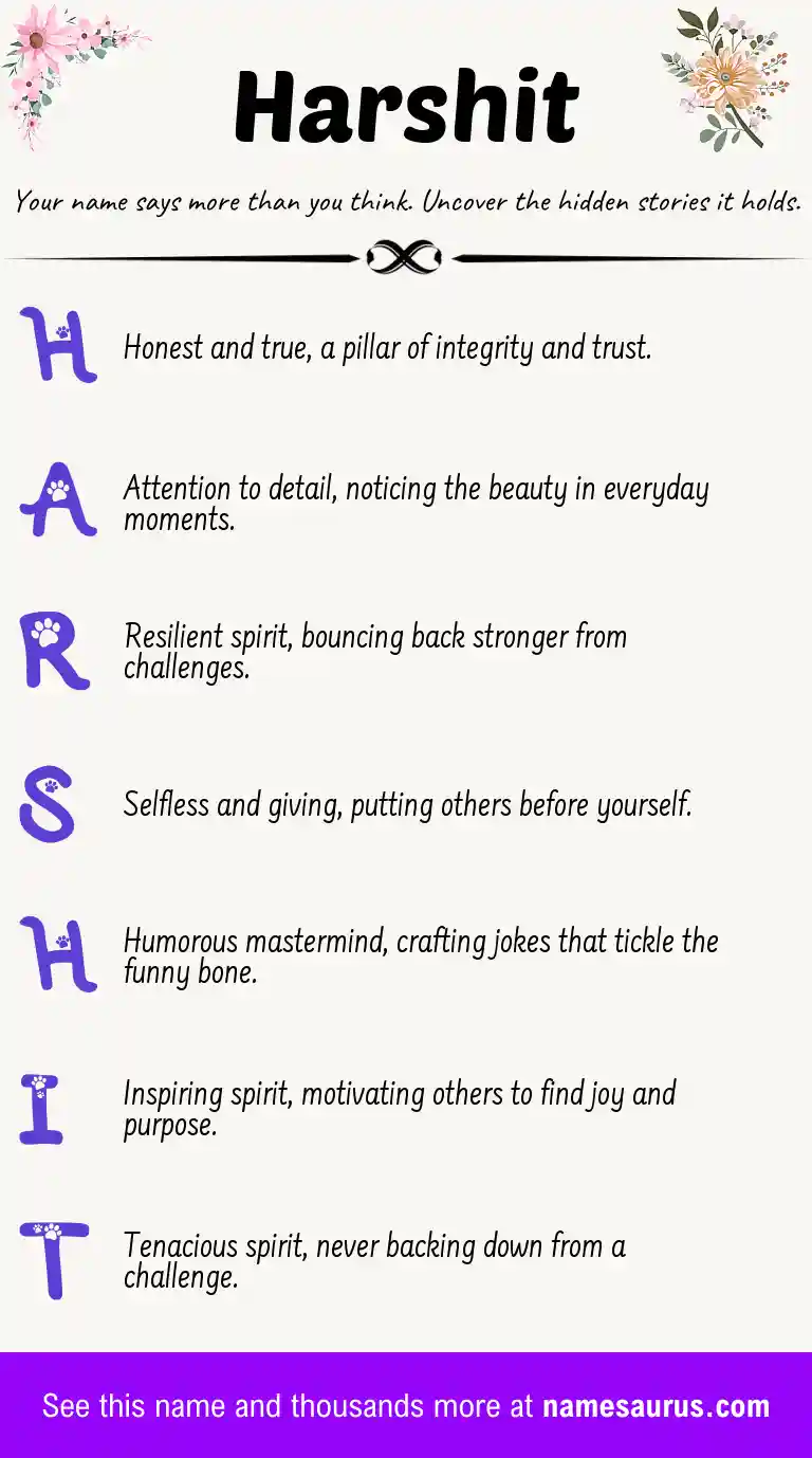 Acrostic poem about Harshit.