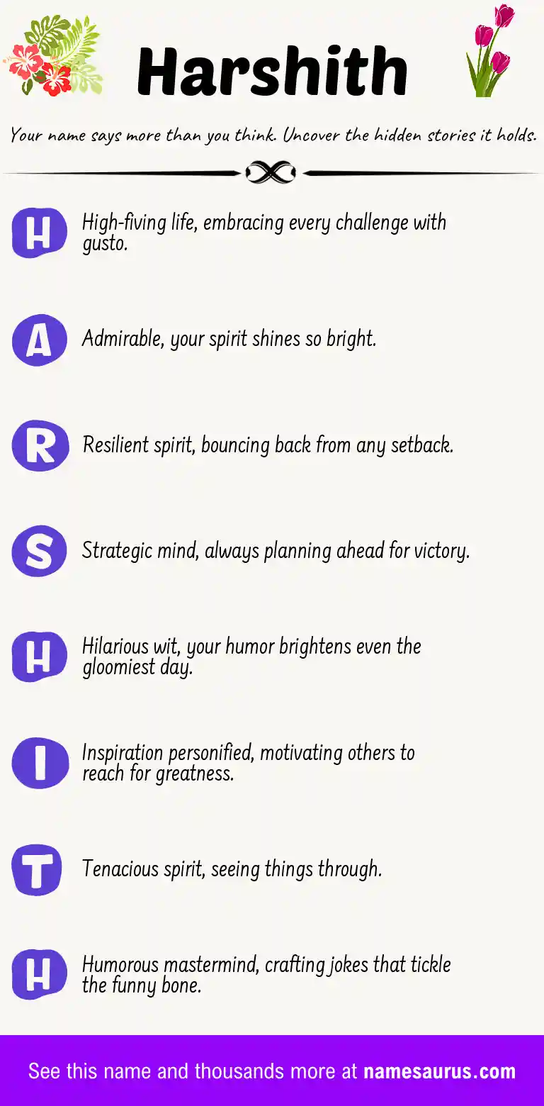 Acrostic poem about Harshith.