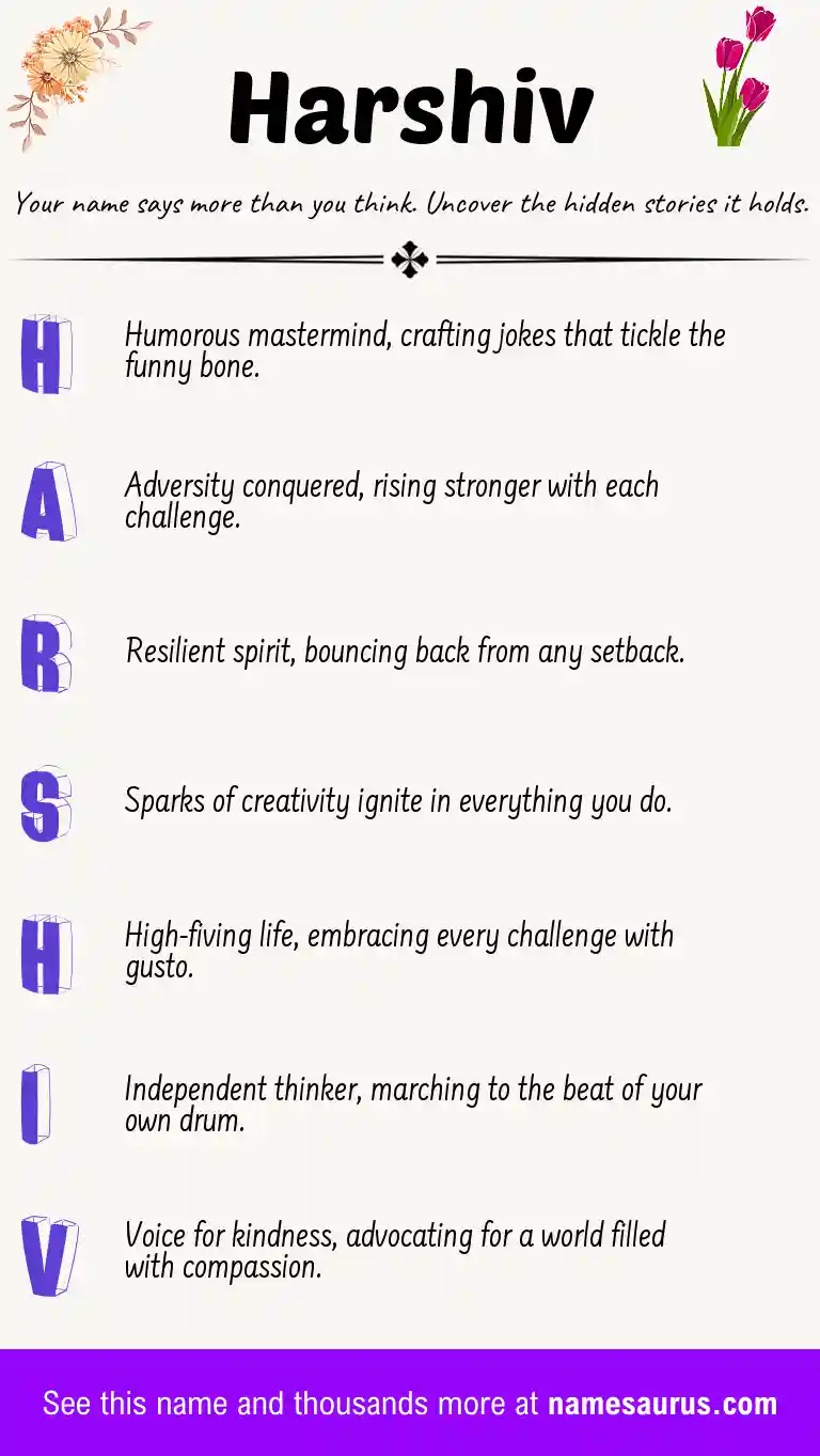 Acrostic poem about Harshiv.