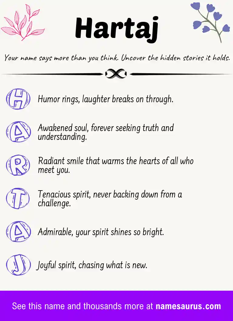 Acrostic poem about Hartaj.