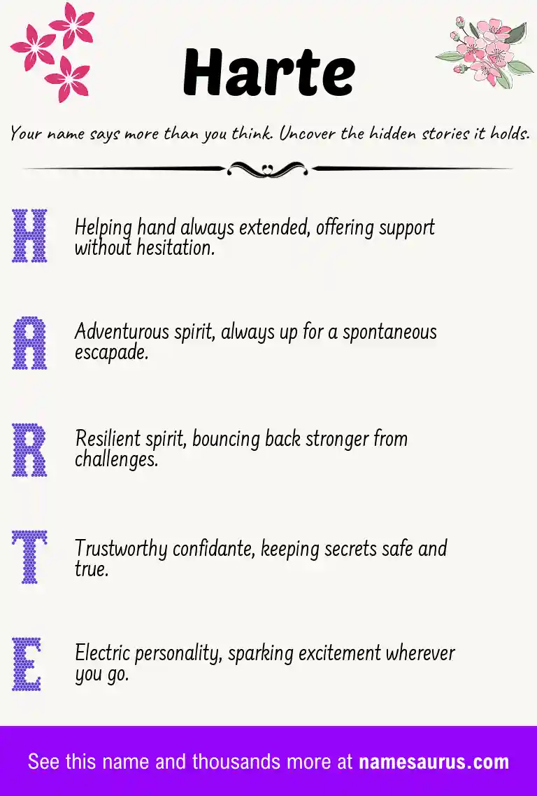 Acrostic poem about Harte.