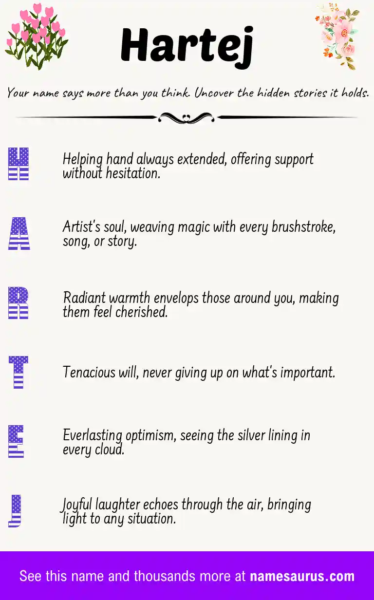 Acrostic poem about Hartej.