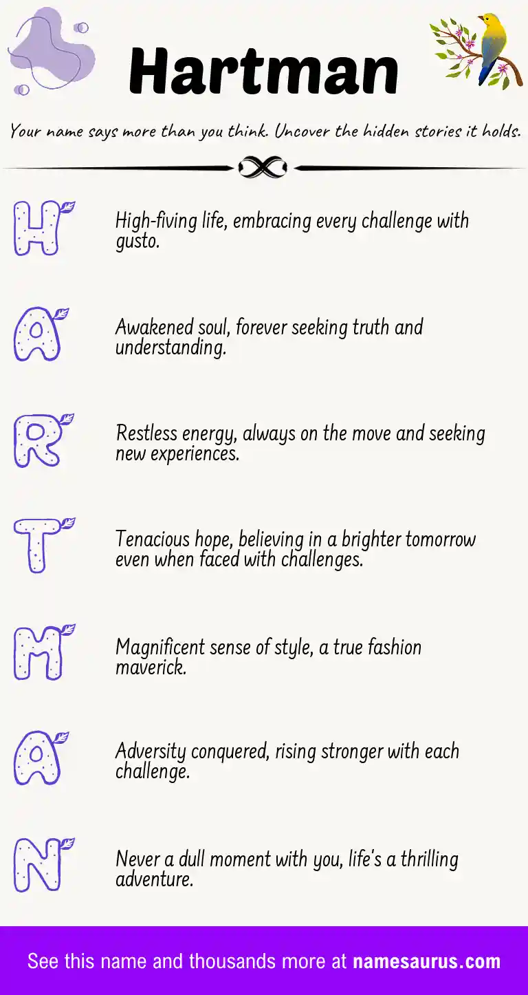 Acrostic poem about Hartman.