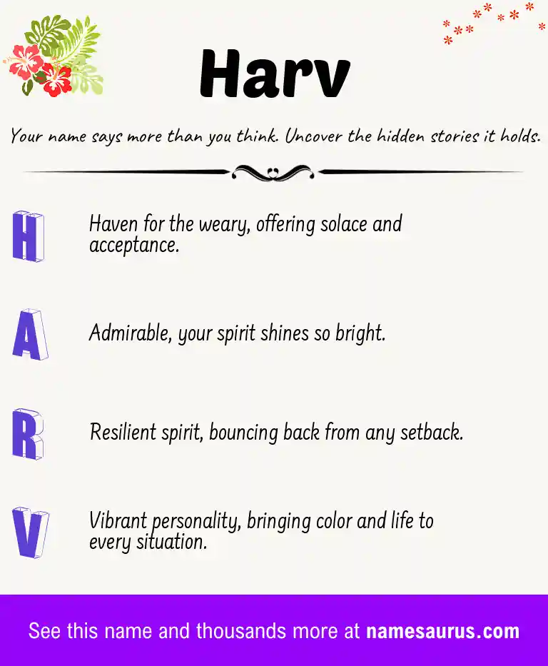 Acrostic poem about Harv.